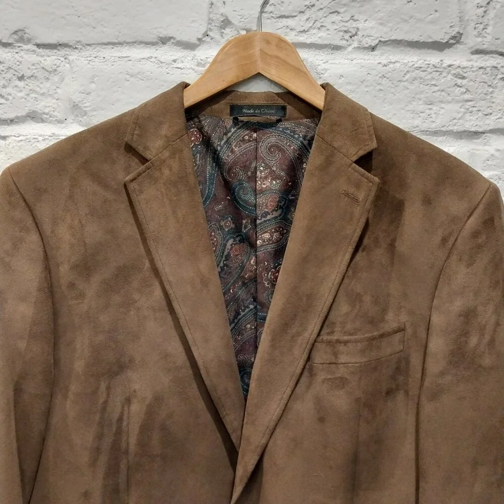 Ralph Lauren Sport Coat 44 L Brown Microsuede Brown Blazer Jacket Preppy Designe